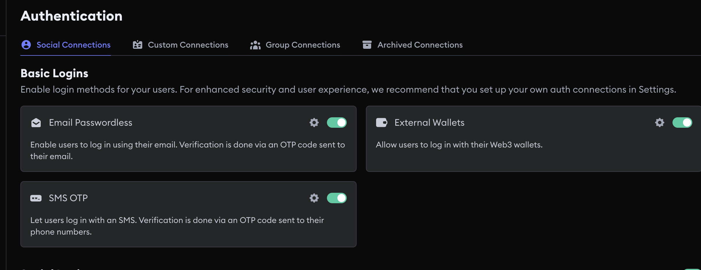 External Wallets Toggle