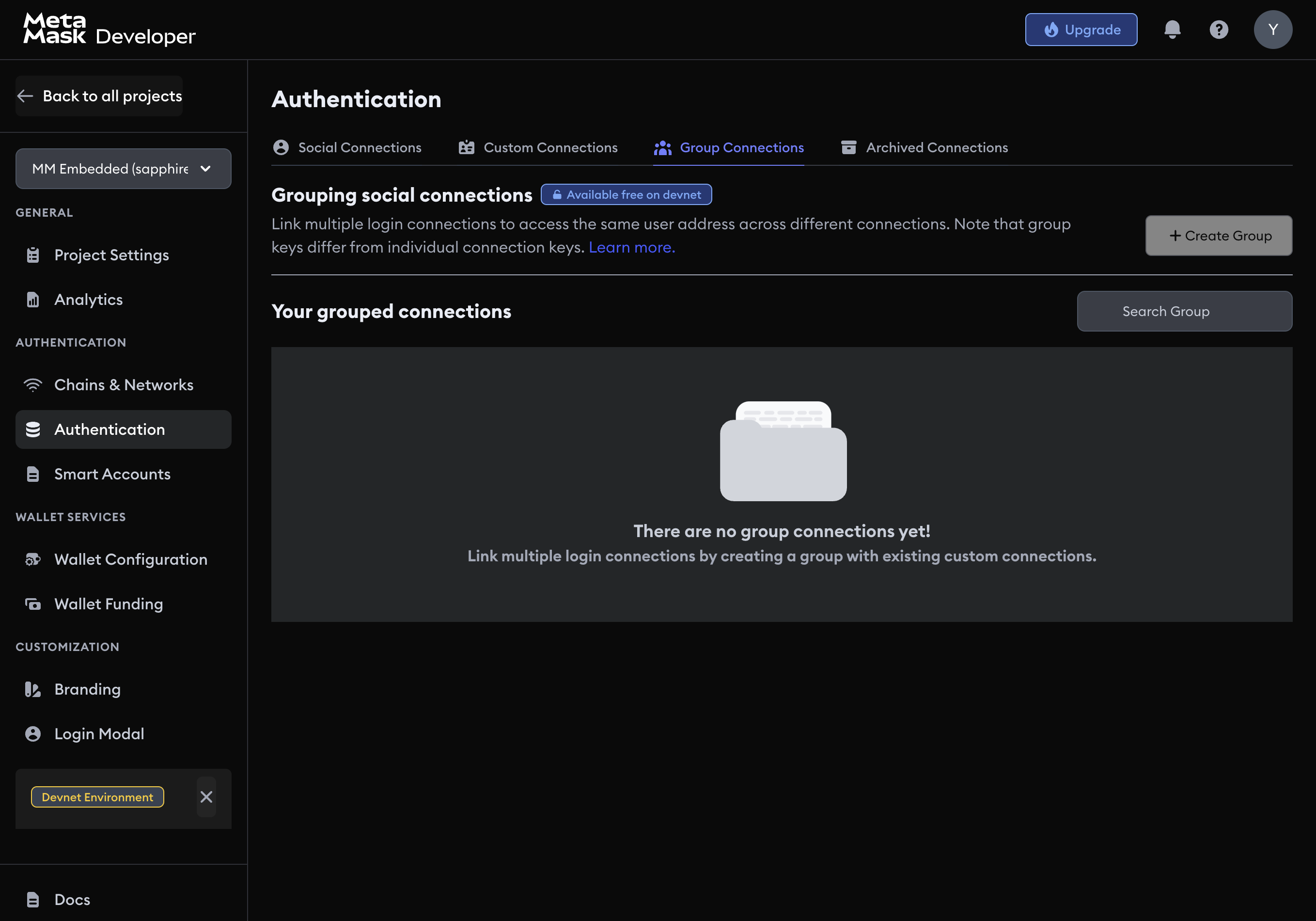 Group Connections page